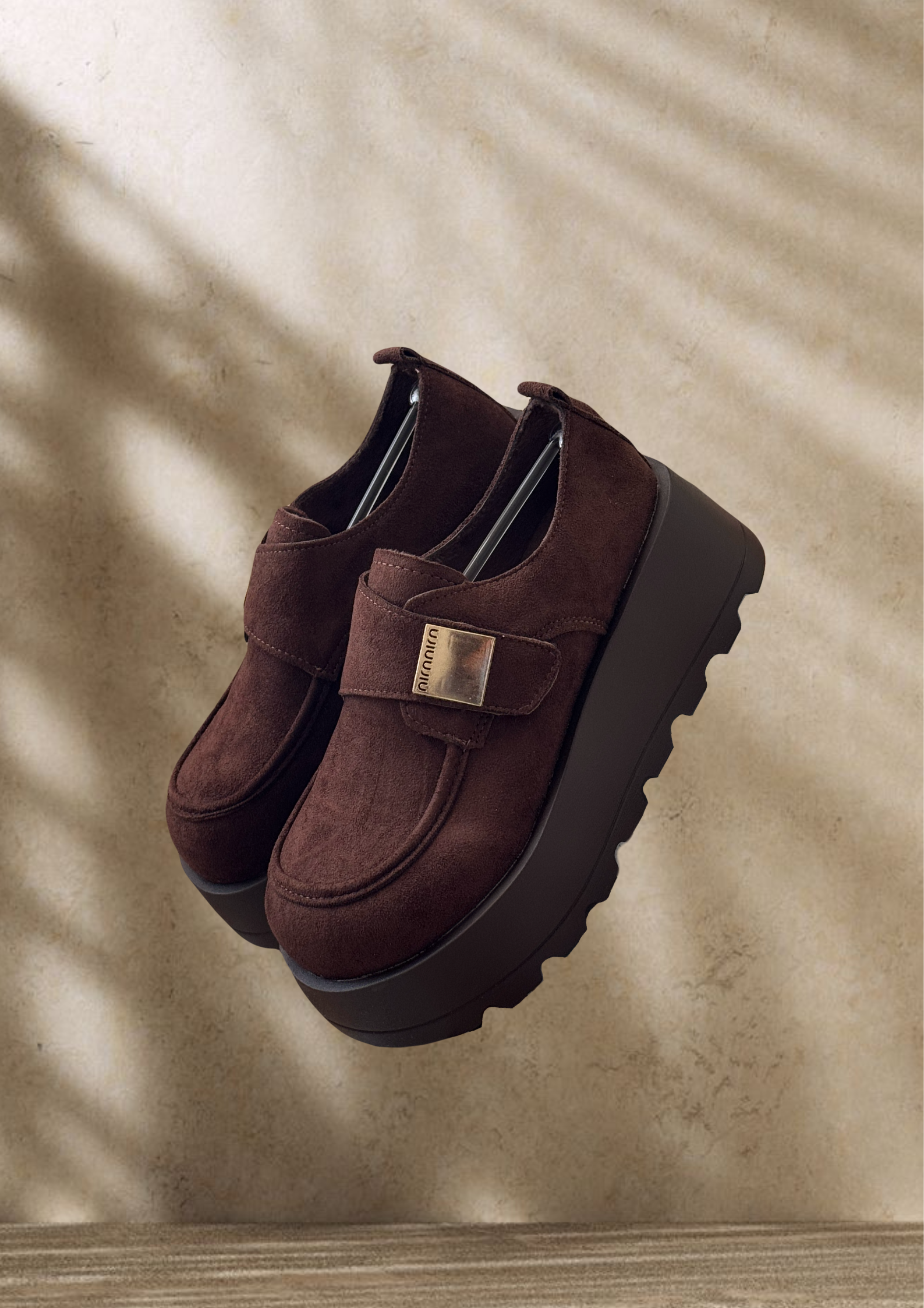 derbies en daim a semelle épaisse