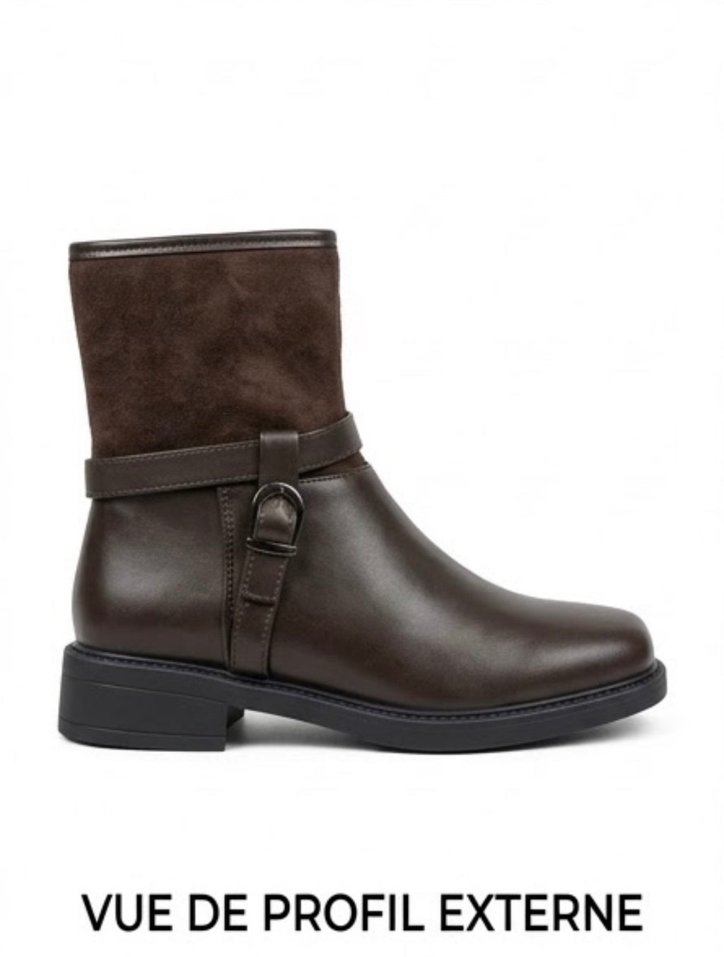 Bottines Bi-Matière à Boucle Élégante