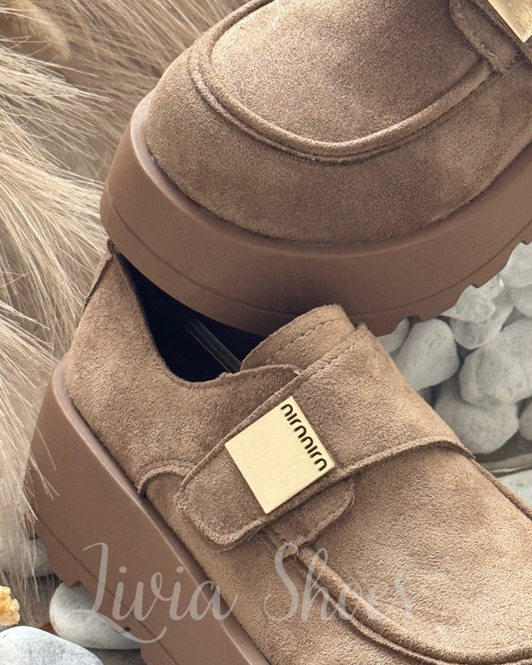 derbies en daim a semelle épaisse